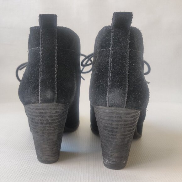 Lucky Brand Black Suede Lace Up Ankle Booties - Picture 6 of 8